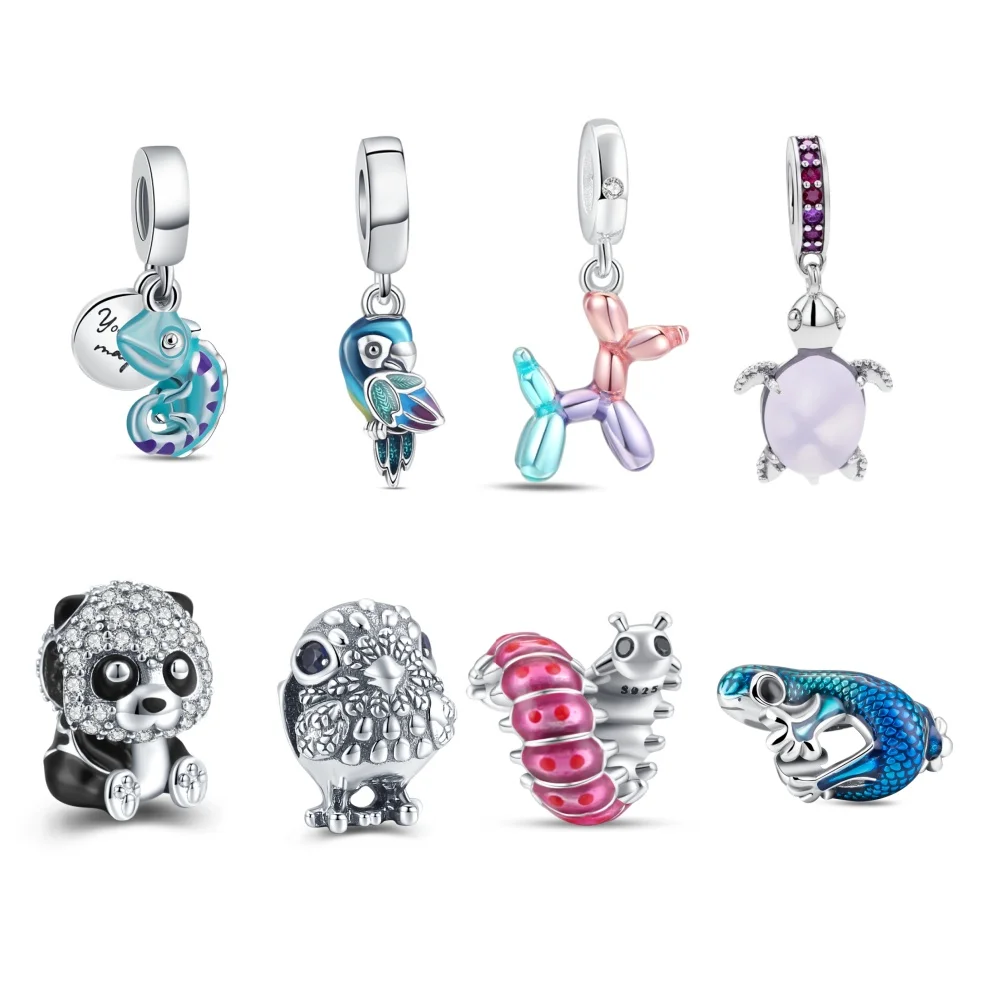 925 Sterling Silver Original Animal Turtle Whale Bird Pendant DIY Charm Bracelet Accessories Bead Women Surprise Jewelry Gift