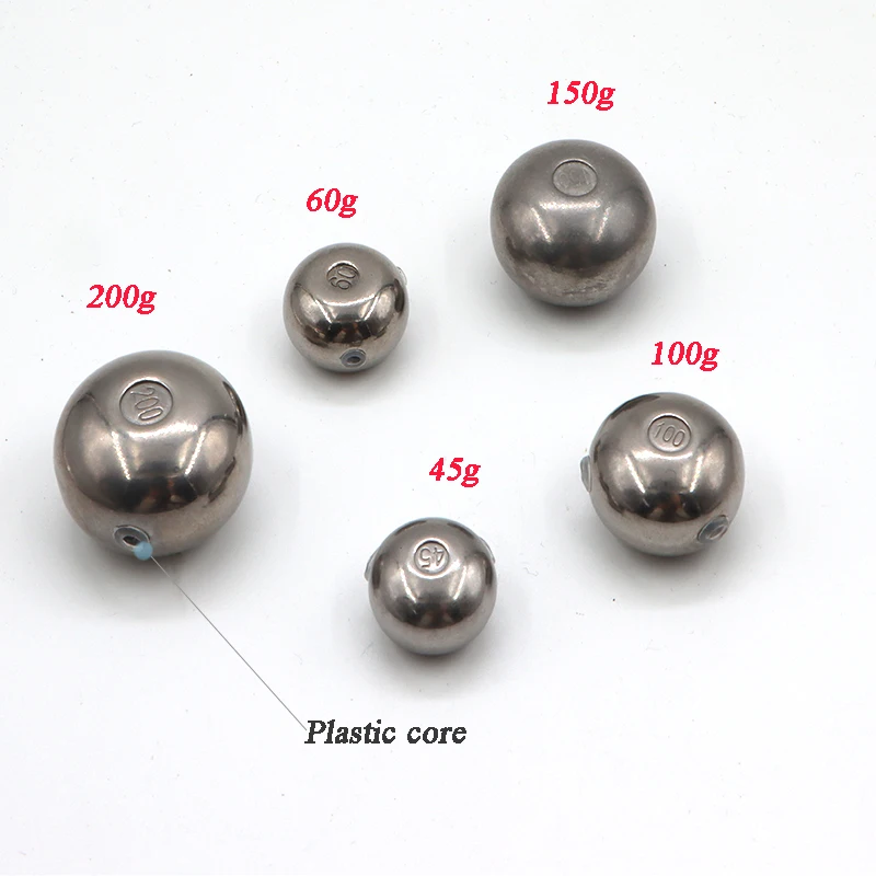 

1Pcs Tungsten Fishing fall Shot Weights 45g 60g 100g 150g 200g Ball Jig Head Fishing Sinker With Plastic Core