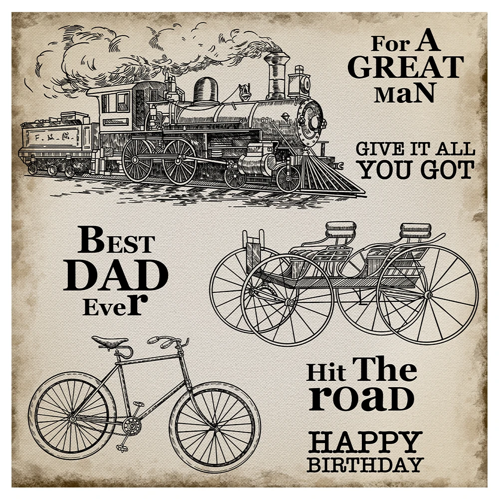 MangoCraft Vintage Bicycle And Train Clear Stamps For Decor DIY Scrapbooking Supplies Silicone Stamps For Paper Cards Albums