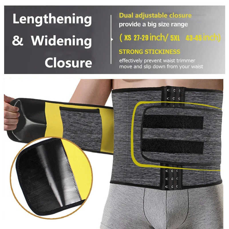 Sexywg Men Waist Trainer Support Neoprene Sauna Suit Modeling Body Shaper Belt Weight Loss Cinchers Slim Faja Gym Workout Corset