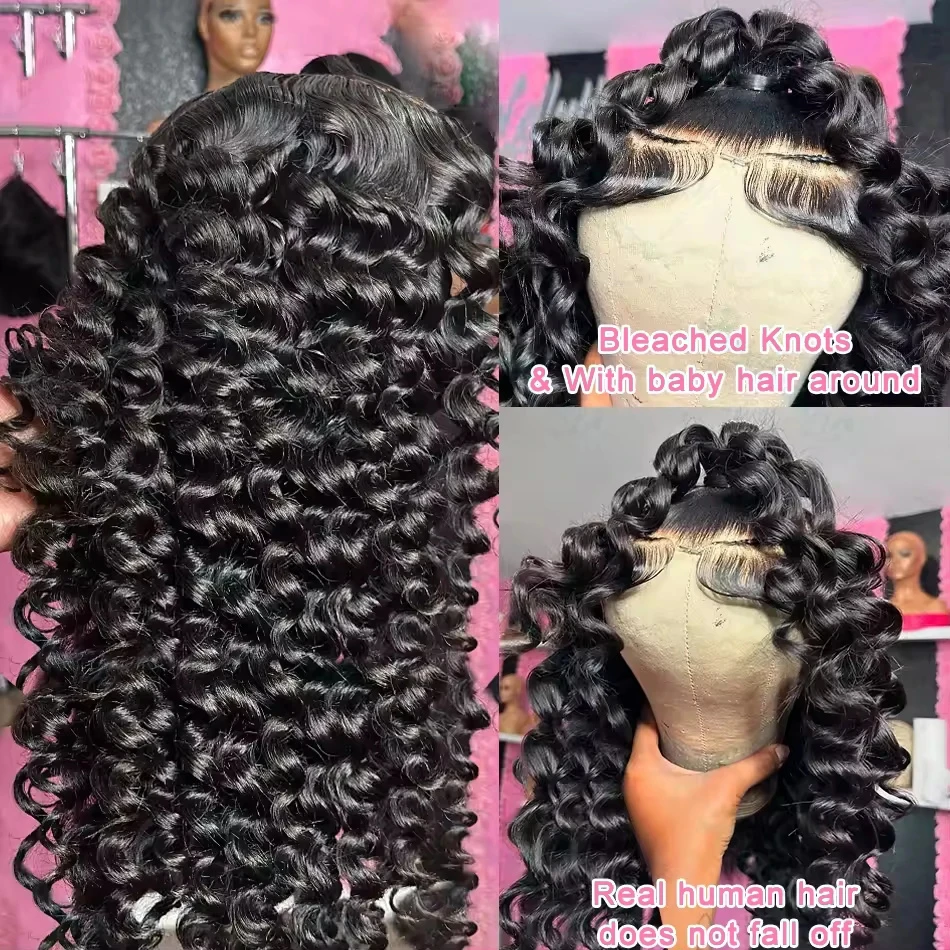 مجعد موجة المياه 220 الكثافة فضفاض موجة عميقة 13x6 الدانتيل الجبهة خصلات الشعر المستعار الإنسان البرازيلي 30 40 بوصة HD 13x4 الدانتيل الباروكة الأمامية #2