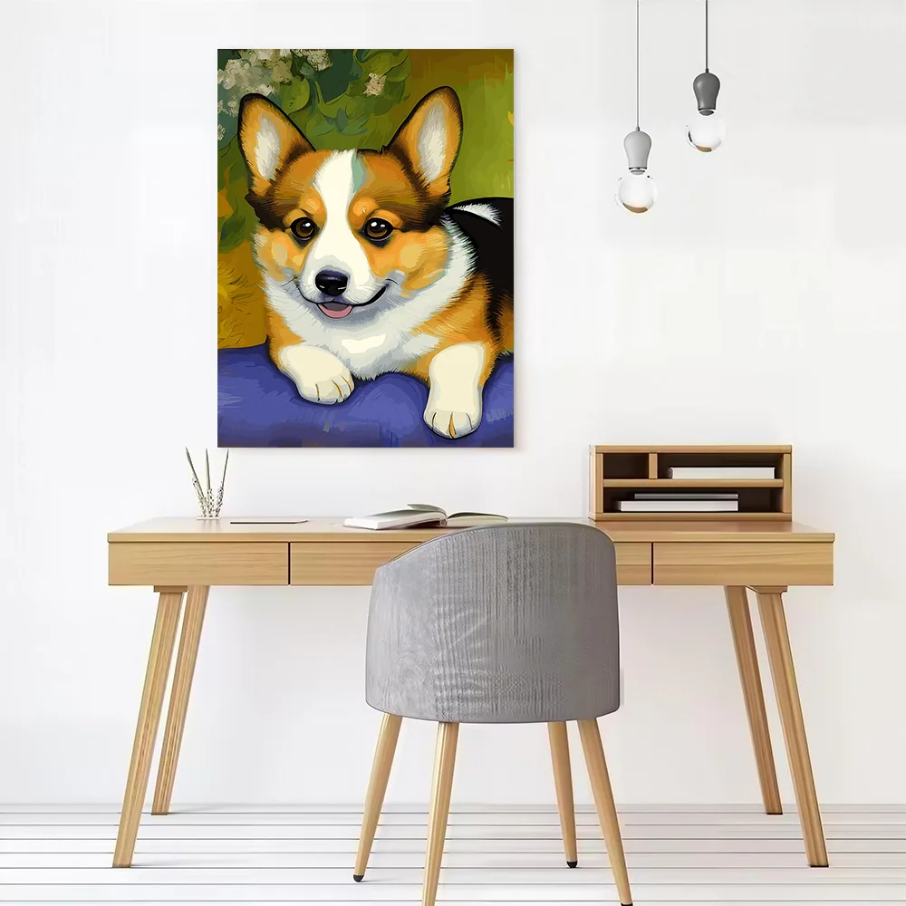 Corgi Portrait Painting Printed Canvas Poster Personalized High Quality Wall Art Paintings for Bedroom Home Decor Ornaments the