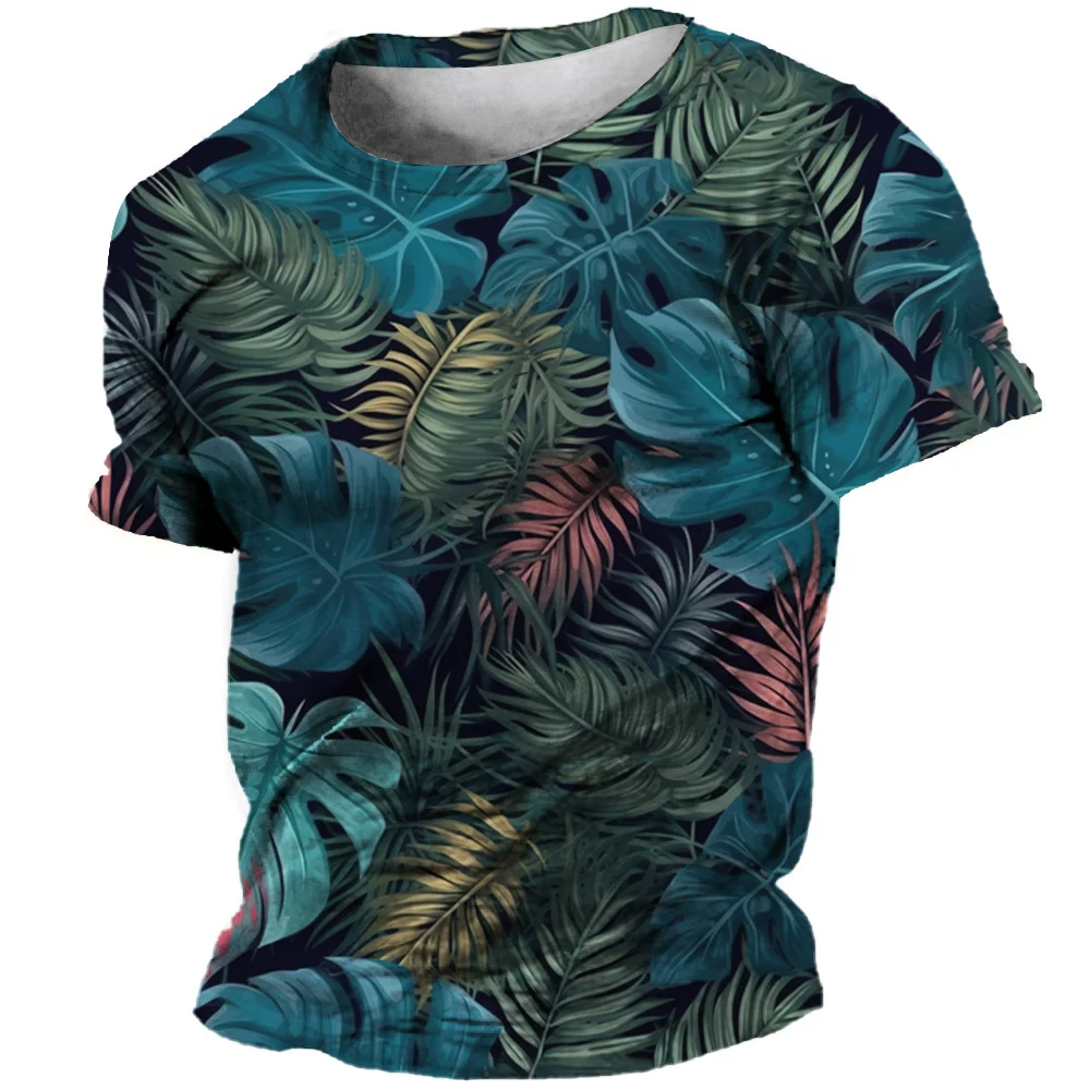 Men\'S Summer T-Shirts 3D Coconut Tree Print Short Sleeve Tops Hawaiian Casual Holiday T Shirt Oversized Tee Shirt Men Clothing