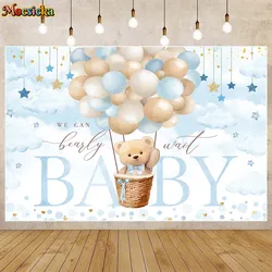 Mocsicka Baby Shower Background Bear Balloon Blue Boys Welcome Party Decor We Can Bearly Wait Backdrop Custom Banner Photo Shoot