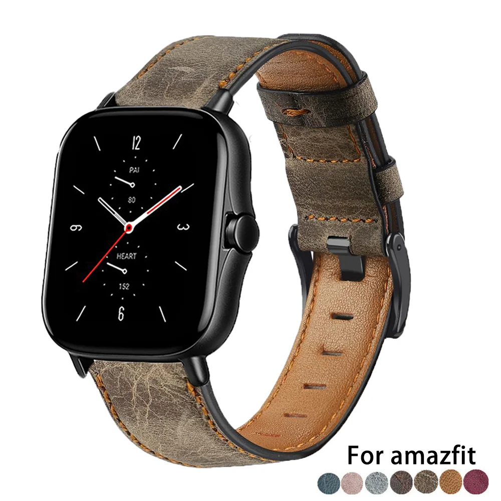 22mm watch band for xiaomi Amazfit Pace/Stratos 2 2S /gtr 47mm Genuine Leather watchband smart correa amazfit Stratos 3 straps