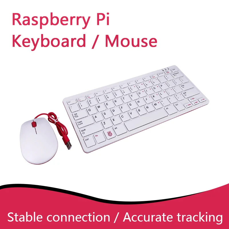 Official Raspberry Pi Keyboard and Hub for Raspberry Pi 4 / 3 / 2 , Official Raspberry Pi Mouse Red / White