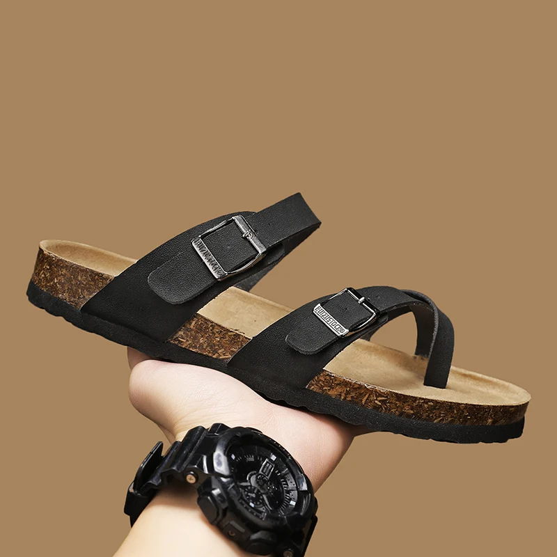 2024 Women Summer Fashion Cork Sandals Beach Gladiator Buckle Strap Sandals Shoes Women Flat Casual Beach Sandals Crocs Shoes