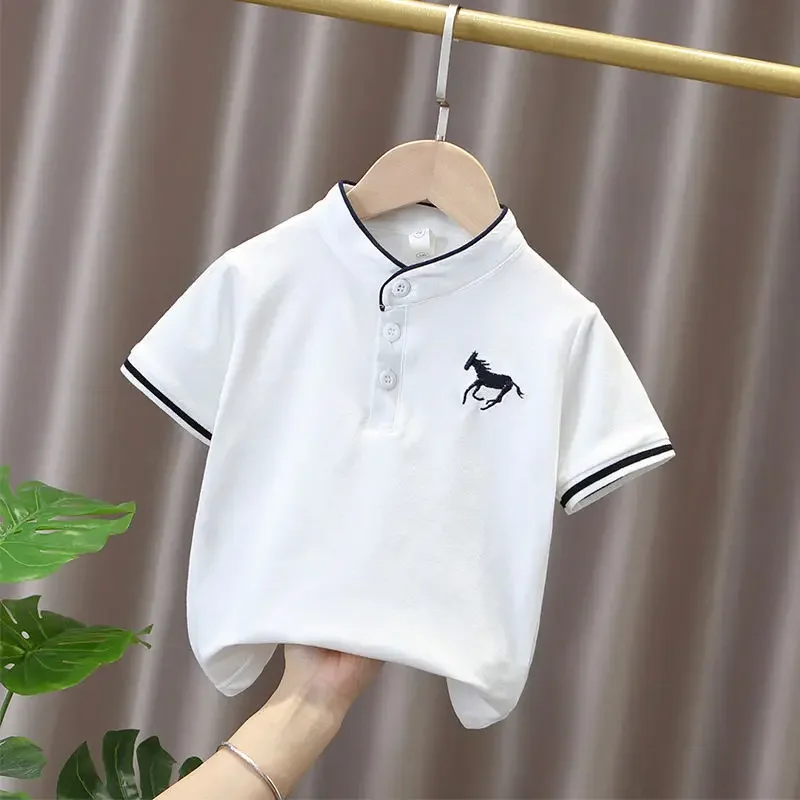 Fashion Kids Boys Polo Shirts Stand Collar Sport Children Boy Summer T Shirt Soft Breathable Cotton Kids Clothes Toddler 7-12y