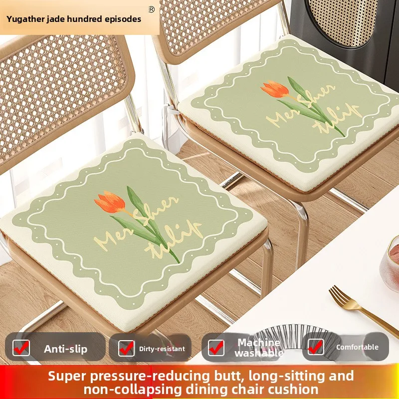 

Подушка для стула из хлопка и льна Thiened, дышащая, с губчатым наполнителем, для офиса и столовой, с ремешком, премиум-класса