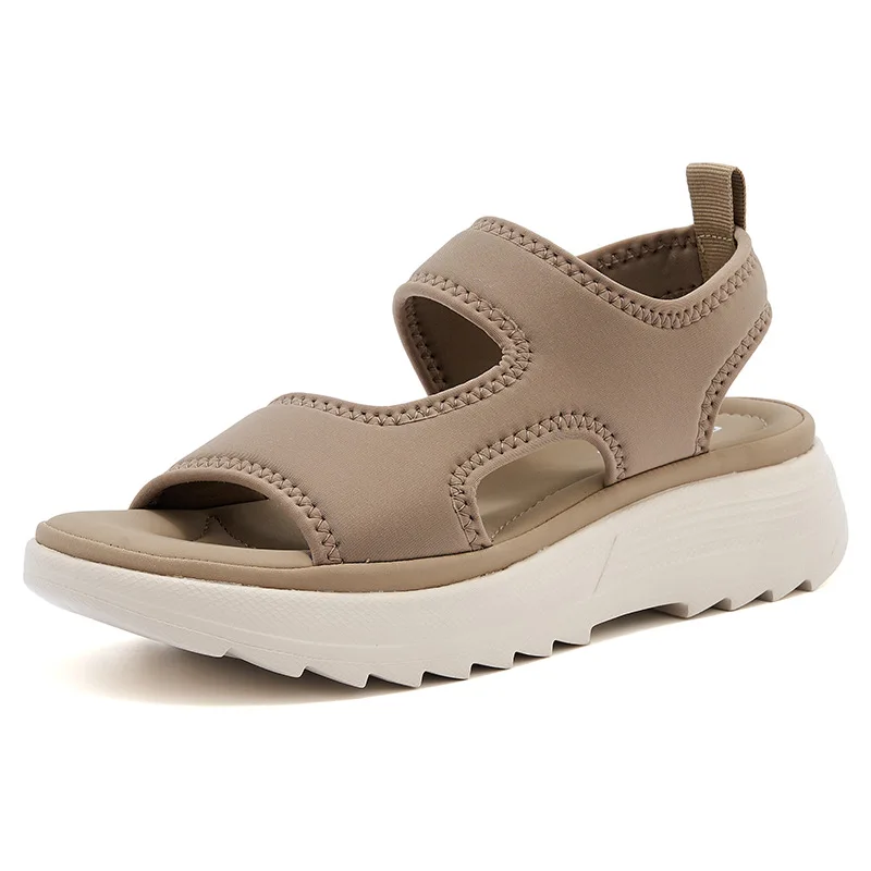 

2025 Summer Casual Comfortable Casual Sports Sandals Fashion Fabric 4.5CM Wedge Thick Bottom Women's Beach Sandals L5026-2