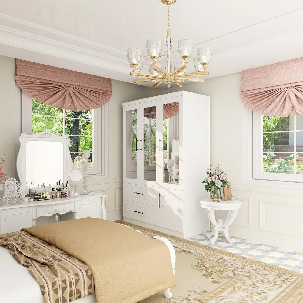 Гардеробный шкаф, шкаф для спальни с дверью, гардеробный шкаф с зеркалом, гардеробный шкаф с подвесным штангой, деревянный шкаф