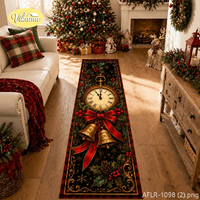VIKAMA Christmas Hot Cocoa Mug Runner Rug Non Slip Washable Soft Floor Mat for Entryway Kitchen Holiday Home Decor