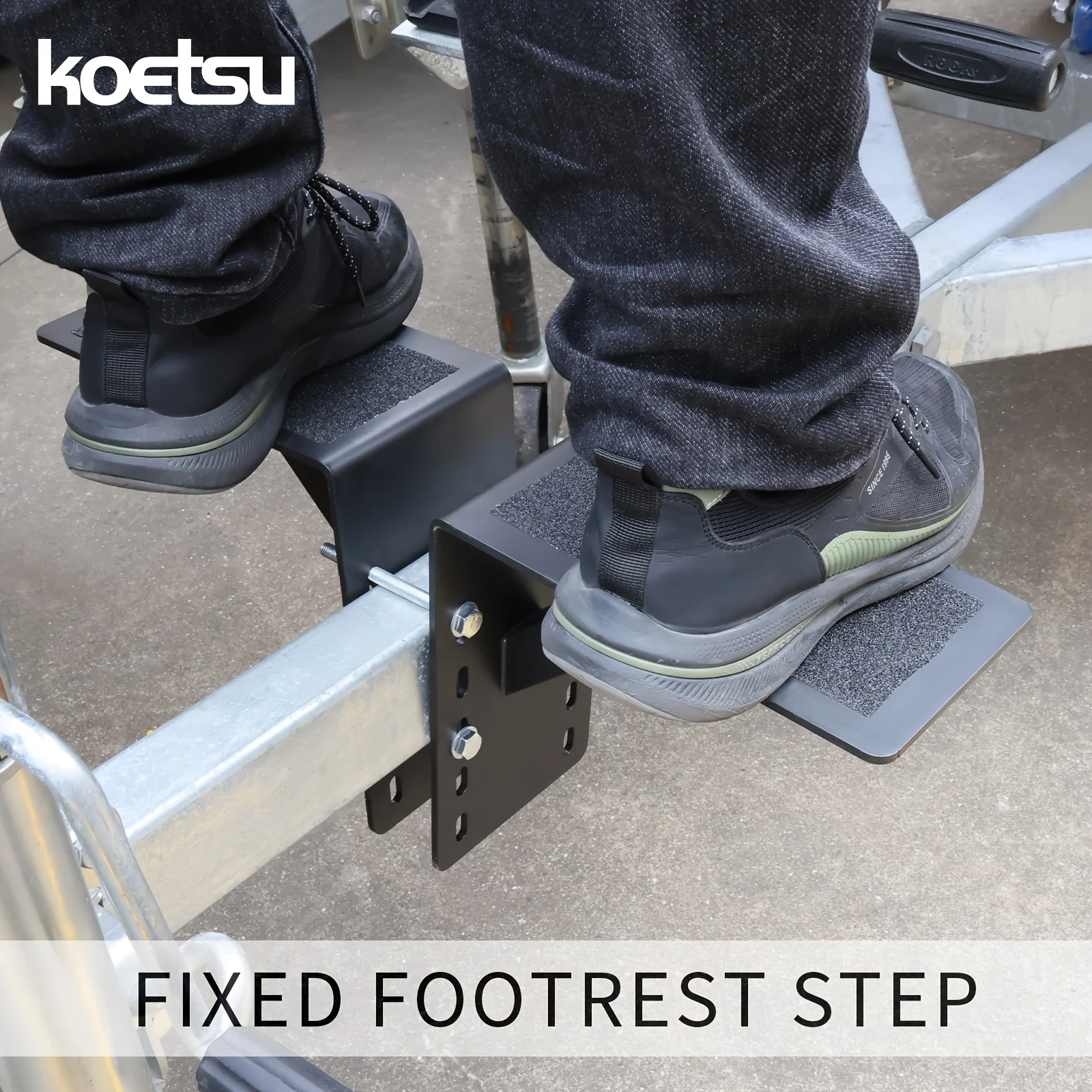 KOETSU Yacht Trailer Step & Heavy-Duty Steel Plate Step Bracket with Fixing Clamp, Boat Support, and Footrest