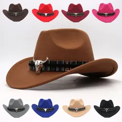 Western Cowboy Hat Parent-child Family Ladies Hat Roll Brim Cowgirl Cap Jazz Fedora Hats Felt Cap Ethnic For Women Men Children