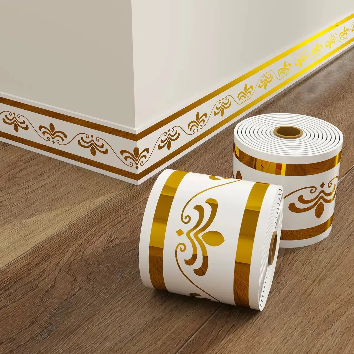 500cm*10cm Self-adhesive imitation ceramic tile skirting board waterproof wall trim decorative strip