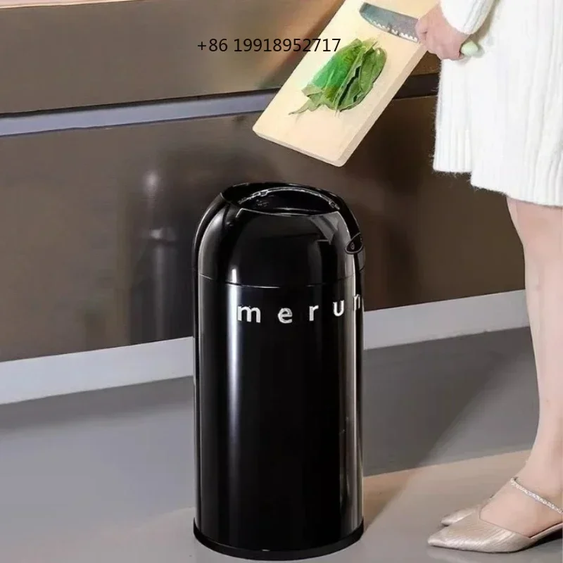 Inductive Garbage Bin Stainless Steel Trash Can Multi Functional Wheeled Waterproof Trash Bin Kitchen Bathroom Accessories