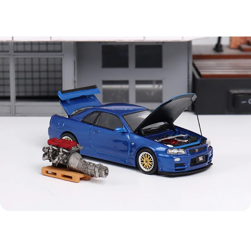 1:64 Scale Nissan GTR R34 Skyline Alloy Car Model Collection Ornaments