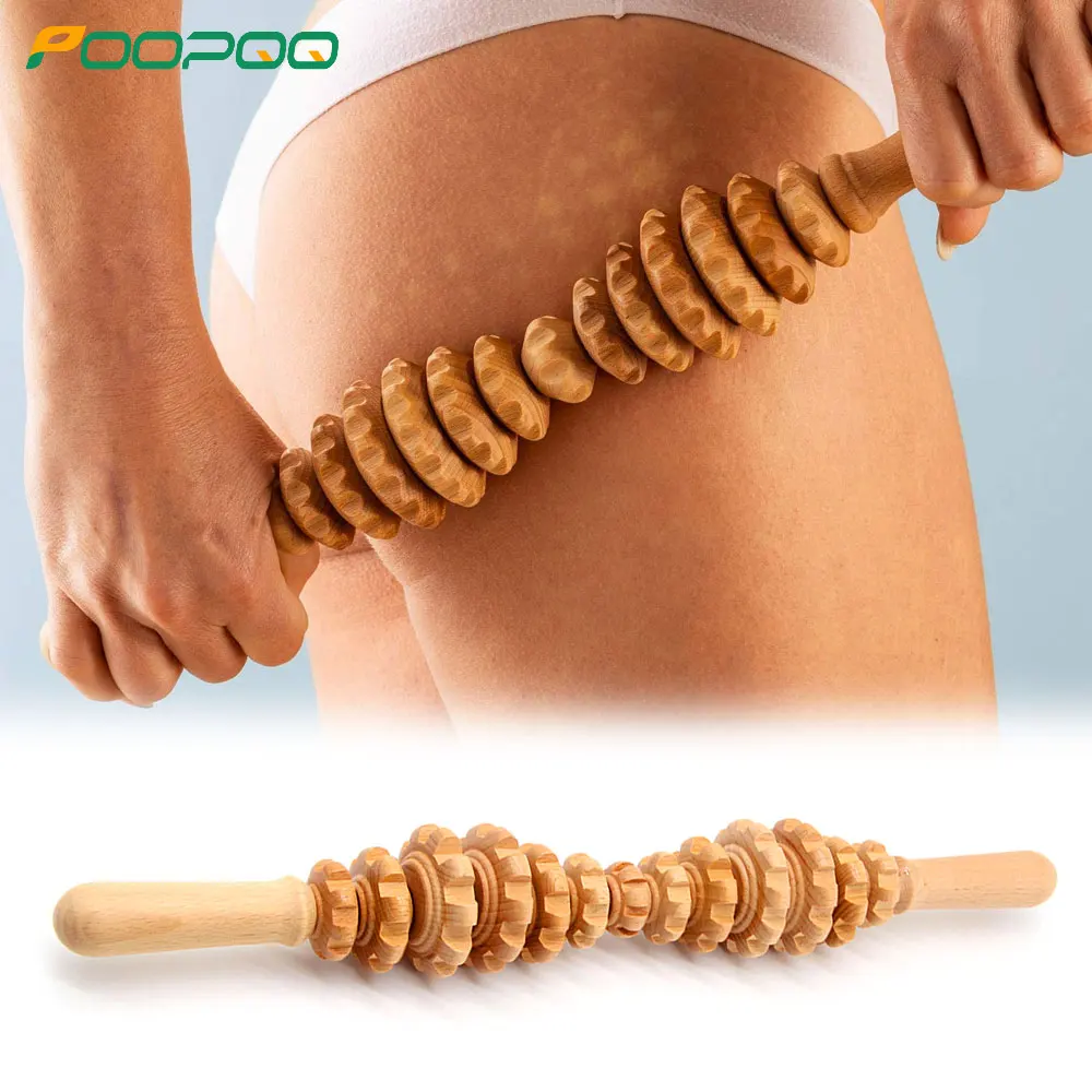 

Wooden Massage Roller, Multi-Functional Body Roller for Cellulite, Muscle Tension and Skin Health Support, Natural Massage Tools