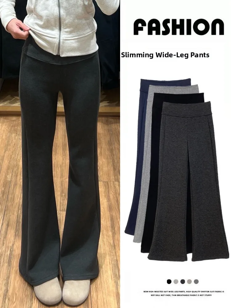 

Женские расклешенные брюки для йоги на флисовой подкладке, маленький размер, повседневные брюки, весна-осень-зима, новинка, с низкой посадкой, эластичный пояс