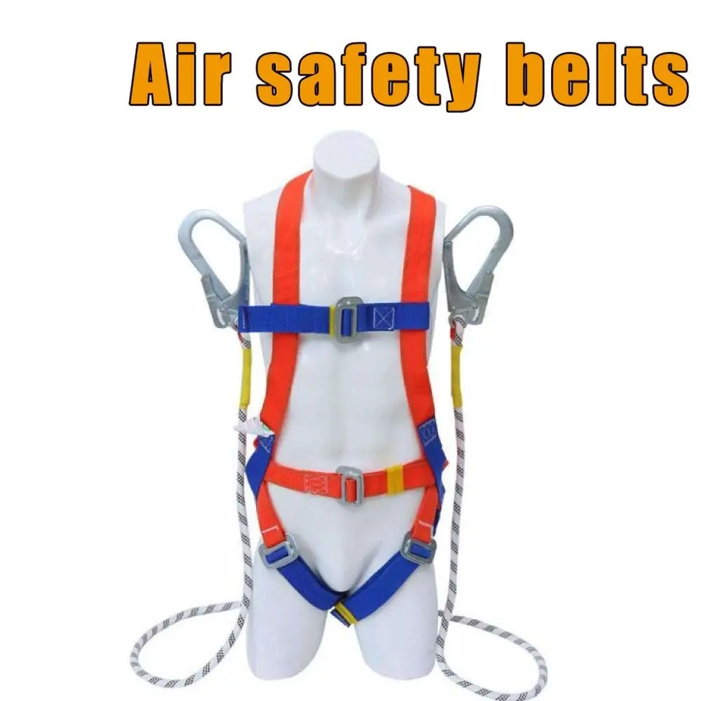 حزام أمان بخطاف مزدوج مقاوم للاهتراء، حزام أمان لكامل الجسم، حبل أمان على ارتفاعات عالية، حزام أمان للتسلق في الهواء الطلق