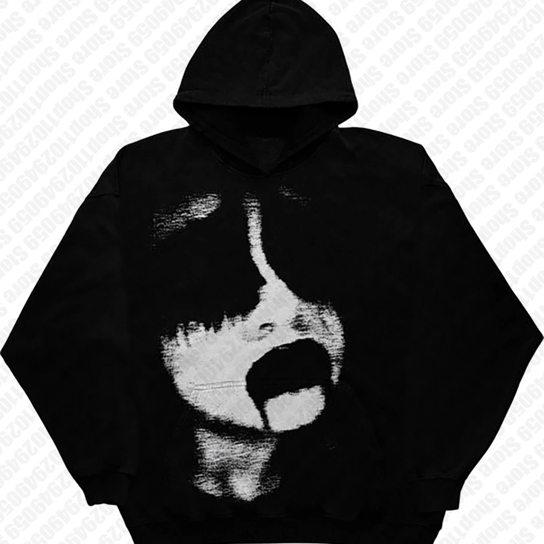 Y2K Style 2000s Emo Girl Harajuk High Street Men's Women's Streetwear Retro Couple Hoodie and Sweatshirt Hip Hop Loose Oversized