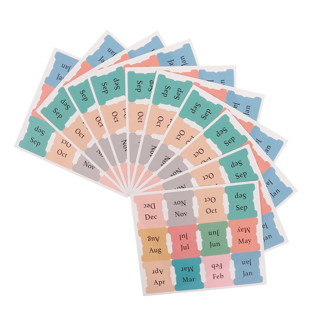

15 Pcs Month Index Label Colorful Planner Tabs Adhesive Bookmarks Sticky Page Markers Paper Dividers Study Work ganizing
