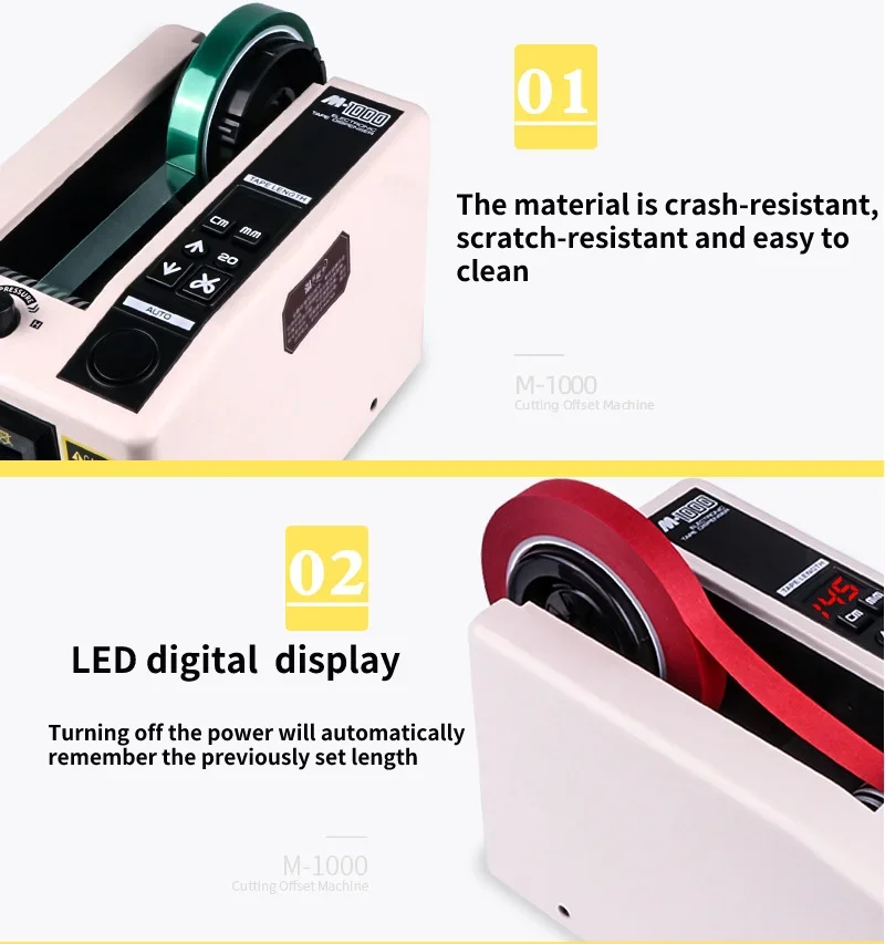 Cortador de cinta de fácil operación de alta calidad, dispensador automático de cinta, máquinas de embalaje M1000, 110V-220V