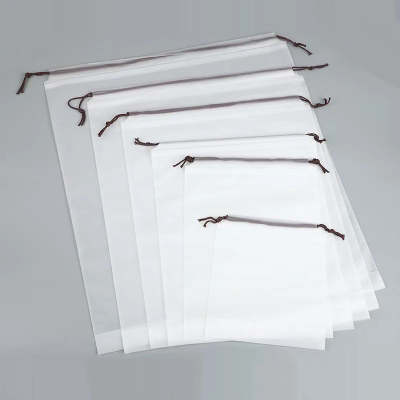 5/10/20 pezzi trasparente satinato con coulisse portatile da viaggio trucco tasca scarpe vestiti sacchetto di immagazzinaggio della spesa impermeabile antipolvere