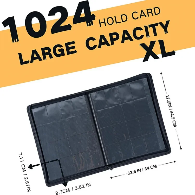 Large 1024 Hold TCG Card Binder 12/16 Pocket Zippered Waterproof for Pokemon YuGiOh Magic Cards Anime Game Card Collection Album