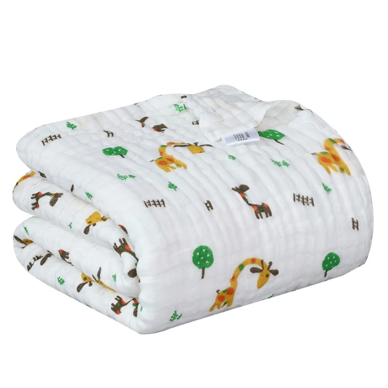 F19F 110x110cm Baby Receiving Blanket 6-Layers Cotton Swaddling Wrap Newborn Quilt Toddler Nap Blanket Infant Bedding