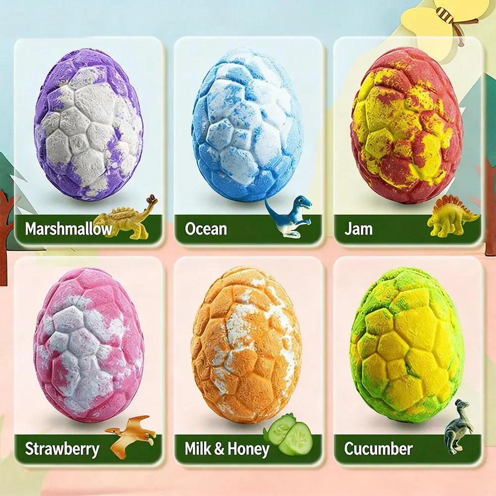 6PCS/SET Dinosaur Egg Adventure Bath Bomb Within Random Dinosaur Toy Moisturize, Stress Relief Cleasing Bathing Ball view 6