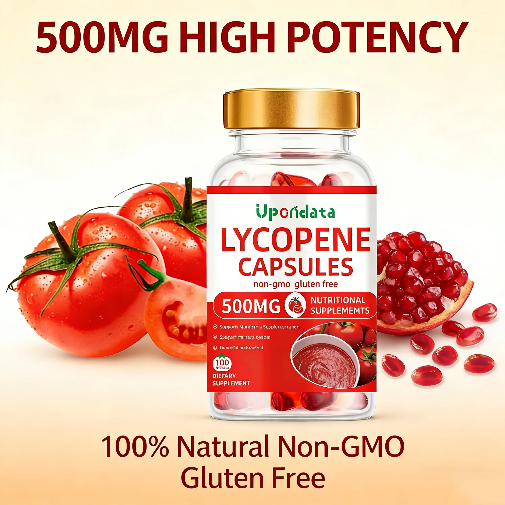 

Premium Lycopene Supplement - lycopene Capsules 500mg for Prostate,Antioxidant, Heart, Skin & Immune Health Non-GMO 100 Softgels