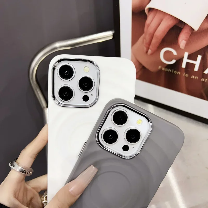 New 3D Water Ripple Magsafe phone case for iphone 16 15 14 13 12 11 pro max plus Magnetic Wireless Charge Soft Silicone cover