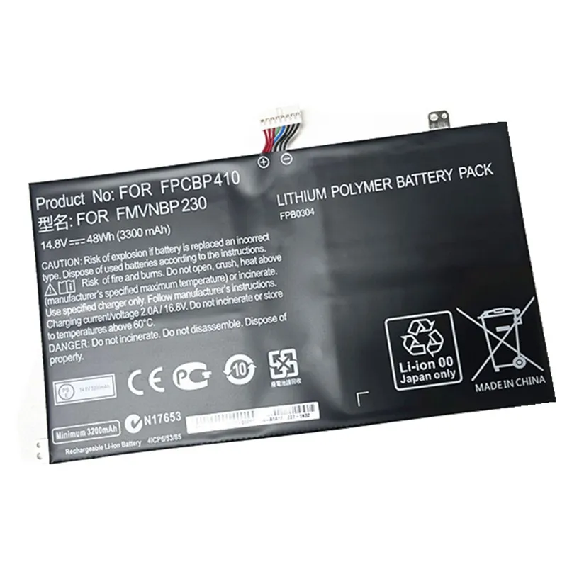 แบตเตอรี่แล็ปท็อป FMVNBP230สำหรับ FUJITSU Lifebook FPB0304 FPCBP410 U554 U574 UH554 UH574 14.8V 48WH 3300mAh