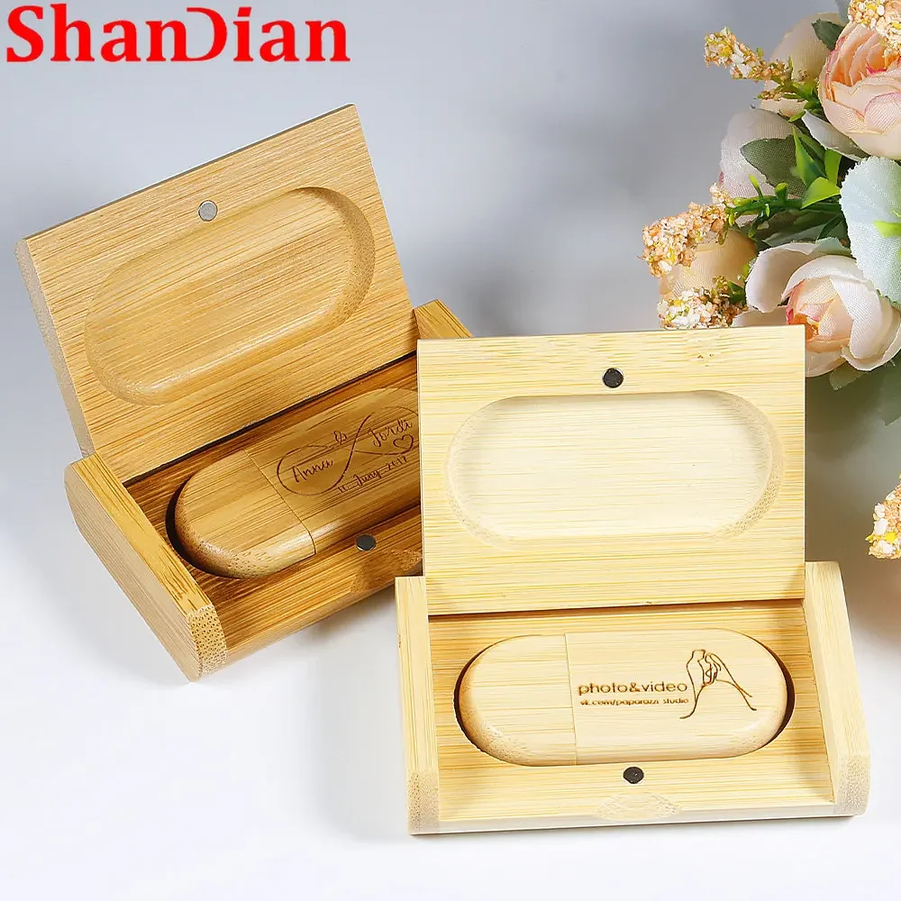 SHANDIAN Free custom logo wooden USB+gift box usb flash drive pen drive 64GB 32GB 16GB memory stick pendrive photography gifts