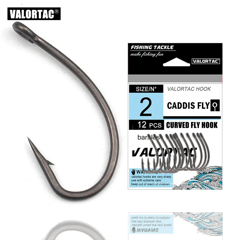 Curved fly fishing hook black color anti-rust teflon coating flat shank  high strength fishhook also fit for carp fishing