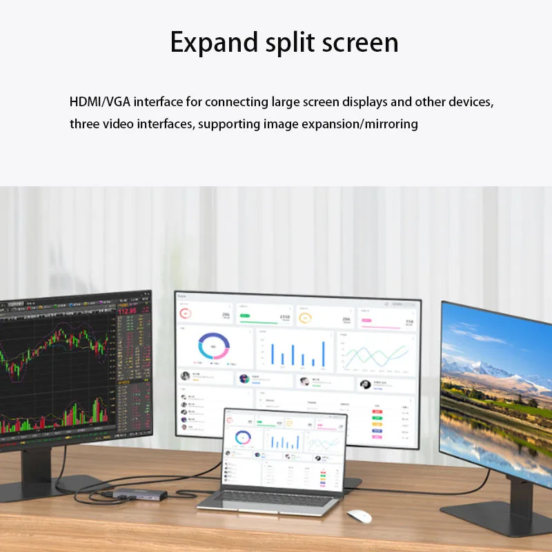 USB محور من النوع C إلى محول ، محول شاشة خارجي ، SD ، قارئ بطاقة TF ، قراءة جيجابت ، منفذ RJ45 ، محطة قفص الاتهام