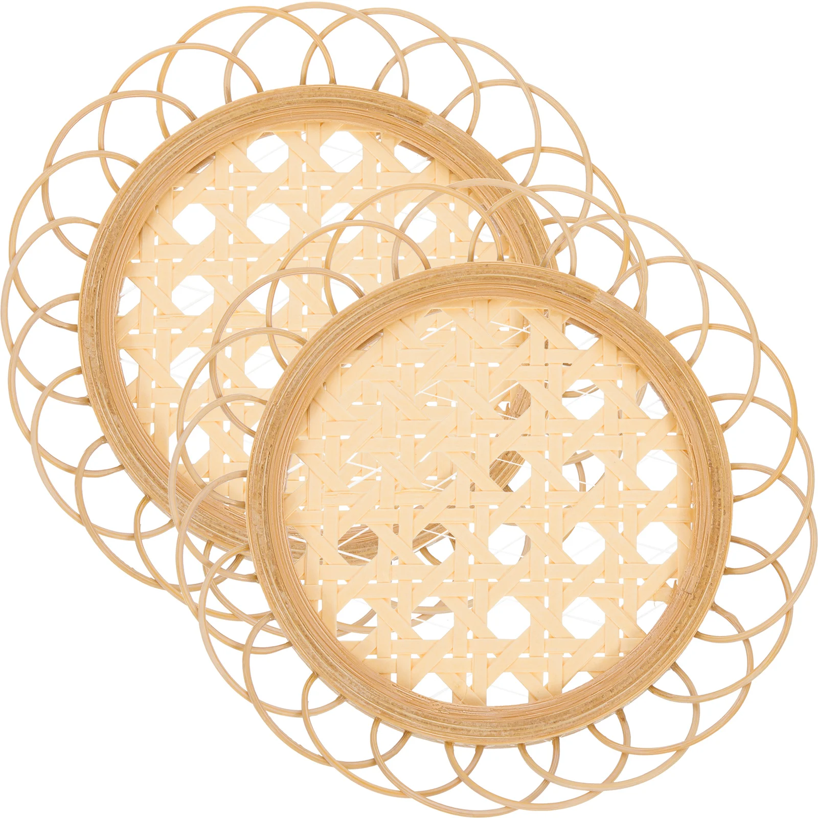 

2pcs Bamboo Coasters Set Braided Insulated Decorative Neutral Minimalist For Coffee Table Outdoor Use Party Drink Protection