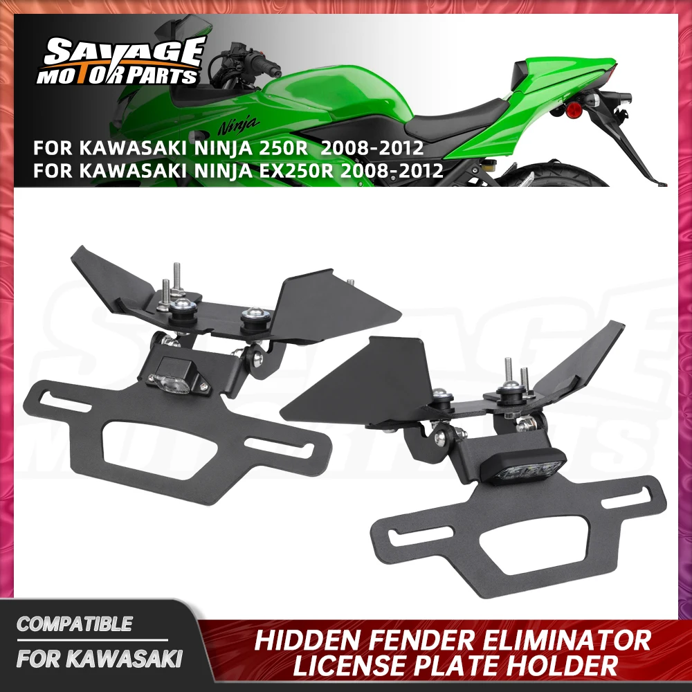 

NINJA 250R Folding License Plate Holder For Kawasaki NINJA EX250R 250R Motorcycle Fender Eliminator Tail Frame LED Plate Light