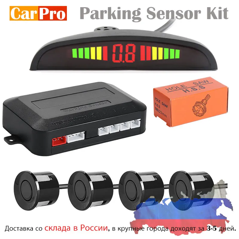 CarPro Universal Car LED Parking Sensor with 4 Radar Accurate Digital Display of Obstacle Distance Alarm Parktronic Kit