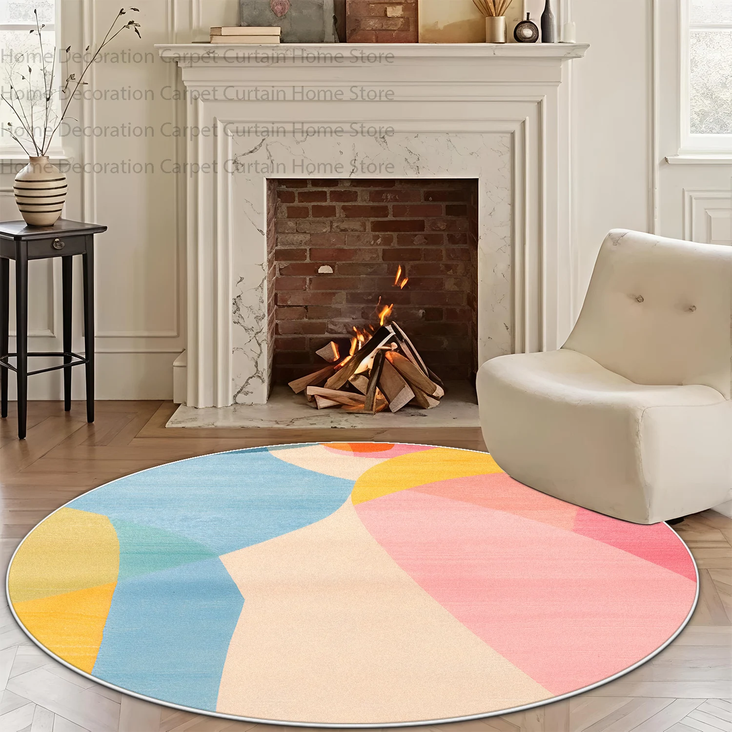 Minimalism Nordic Abstract Round Carpet Living Room Home Decor Big Rug Fluffy Anti-slip Washable Bedroom Cute Doorway Floor Mats