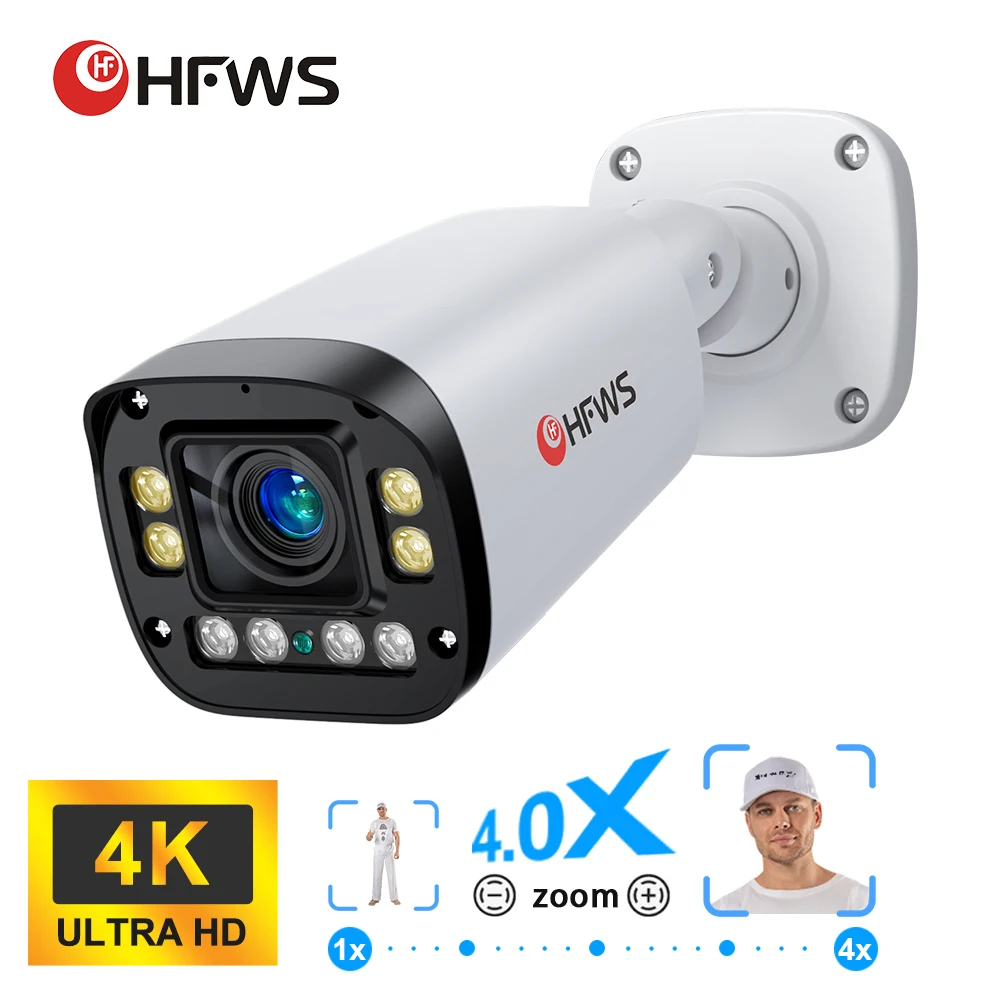 4K 8MP Auto Focus Poe Ip Camera  AI Face Detection Humanoid Video Surveillance Cameras Home Security Camera Outdoor CCTV