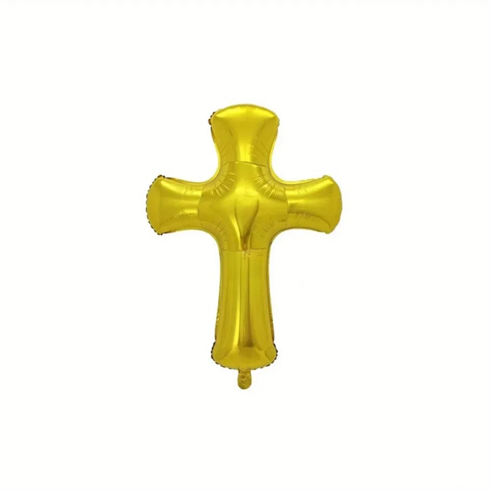 128PCS Eucharist and Baptism party decoration kit containing cross foil balloons for celebrating the first Communion with God