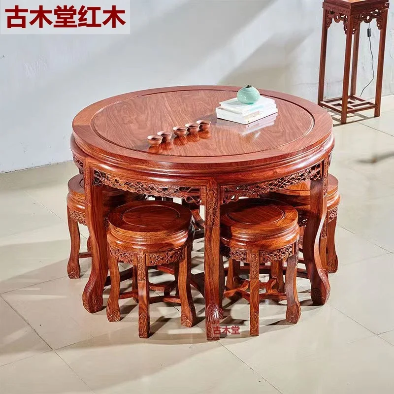 Mahogany round table small apartment hedgehog mahogany round table new Chinese style mahogany balcony round table