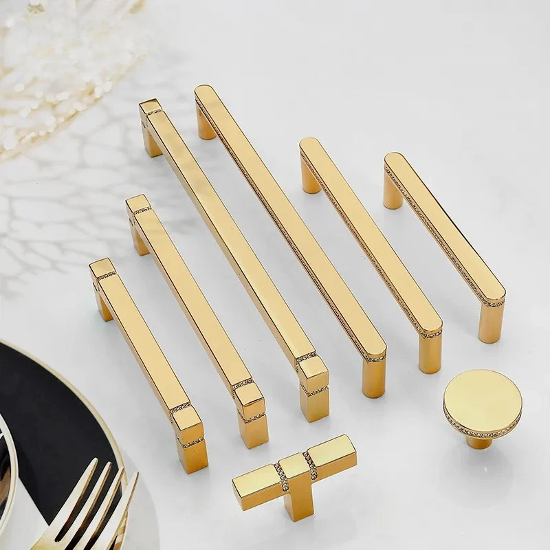 Modern Simple Nordic Style Lengthened Cabinet Door Handle for Shoe Cabinet Wardrobe Drawer Golden Luxury Design