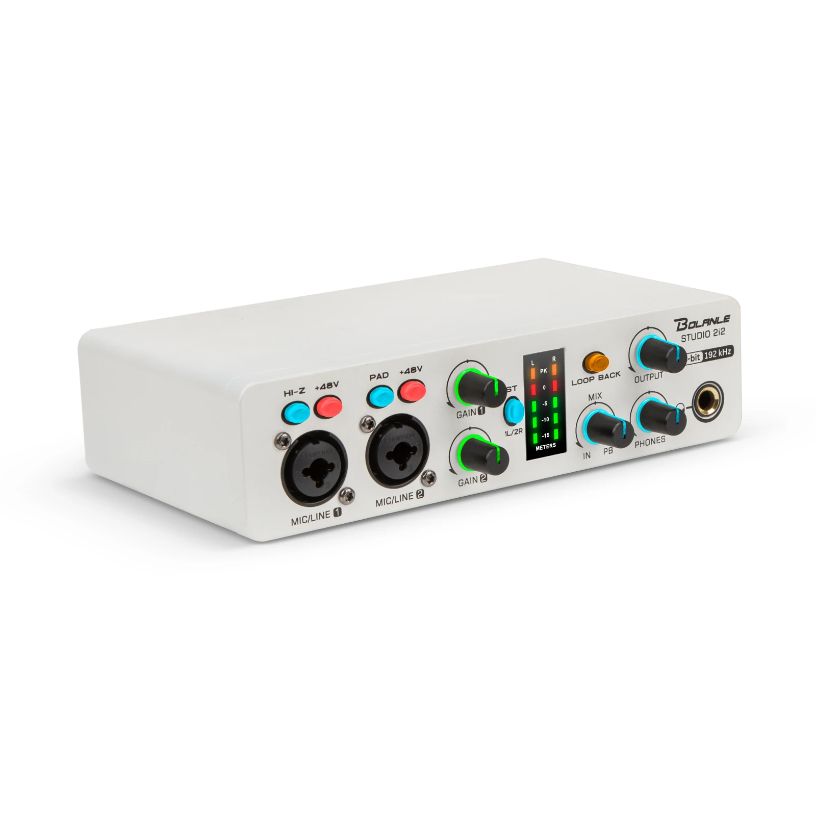 

Bolanle 2i2 USB Audio Interface Stereo recording 24Bit/192kHz 48V Power Plug & Play Podcast/Vocals/Guitar/Youtube, PC/Mac/iOS