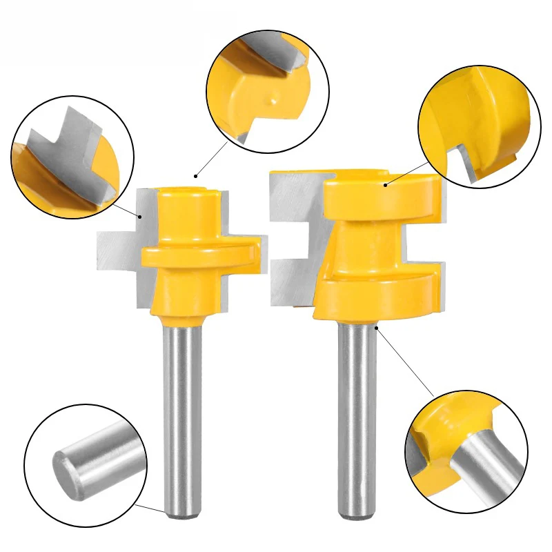2 Pcs 8mm Shank Square Tooth Tenon Joint Cutter, Flooring Cutter, Panel Cutter, Woodworking Router Bit