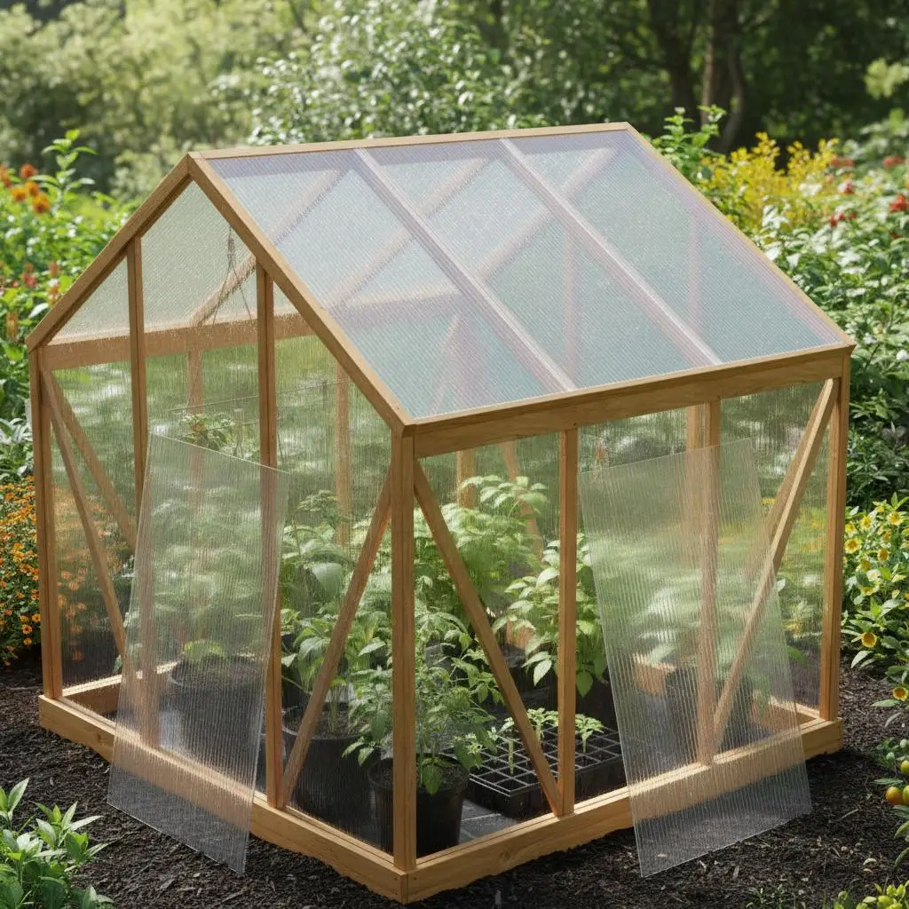 Polycarbonate Roofing Sheets 2' X 4' X 0.32'' For Greenhouse Garden Patio, Impact Resistance High Transparency Clear Corrugat