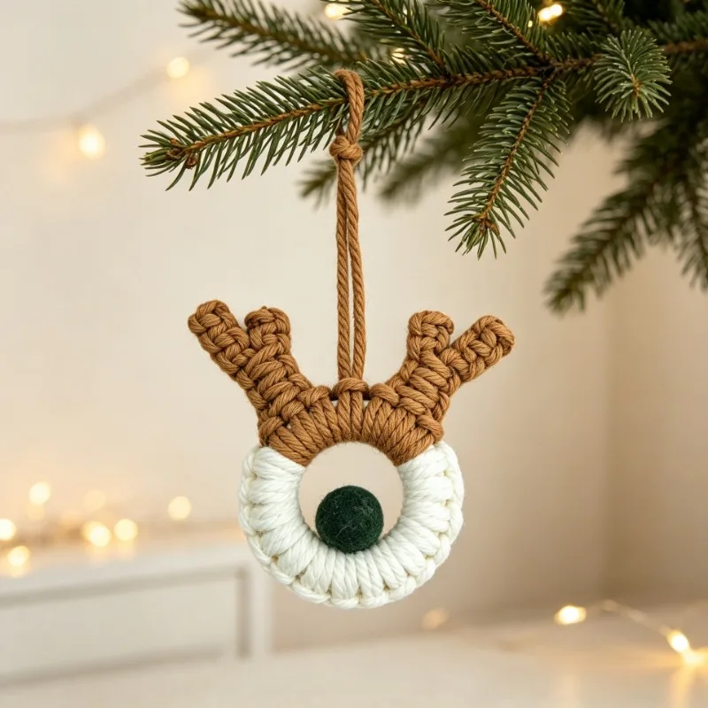 1PCS Christmas Party & Festival DIY Decor Christmas Hanging Ornament Cotton Thread Material  Ornament Hand Crocheted Cotton