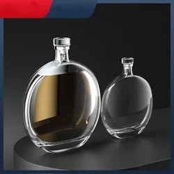 Round shaped  lead-free glass whiskey decanter clear wine glass bottle for Liquor Scotch Bourbon with Airtight stopper